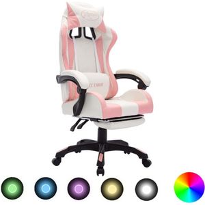 vidaXL-Racestoel-met-RGB-LED-verlichting-kunstleer-roze-en-wit