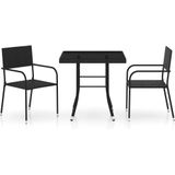 3-tlg. Garten-Essgruppe Poly Rattan Schwarz Vidaxl