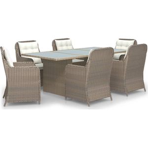 vidaXL - 7-delige - Tuinset - poly - rattan - bruin