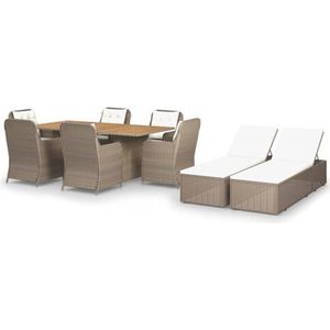 VidaXL 9-delige Tuinset Poly Rattan Bruin