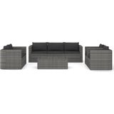 8-delige Loungeset Milou met kussens poly rattan grijs