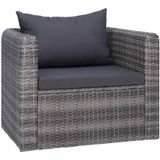 vidaXL 9-delige Loungeset met kussens poly rattan grijs