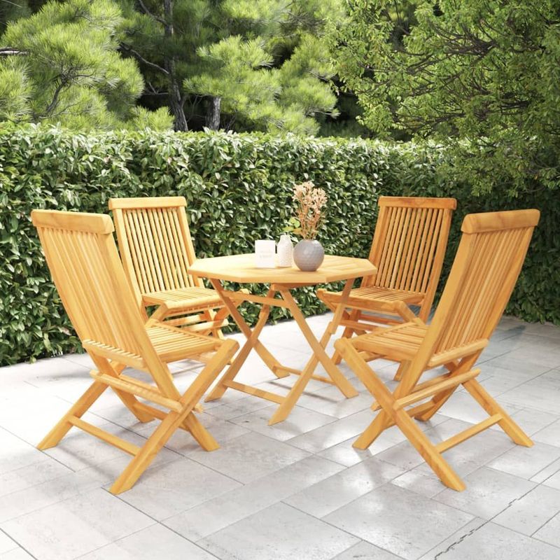 5-tlg. Garten-Essgruppe Massivholz Teak Vidaxl