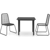 3-tlg. Garten-Essgruppe pvc Rattan Schwarz Vidaxl
