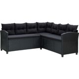 VidaXL 6-delige Loungeset met Kussens Poly Rattan Zwart