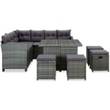 VidaXL 6-delige Loungeset met Kussens - Poly Rattan Grijs