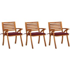 vidaXL - Tuinstoelen - 3 - st - met - kussens - massief - acaciahout