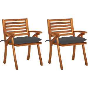 Garten-Essstühle mit Kissen 2 Stk. Massivholz Akazie Vidaxl