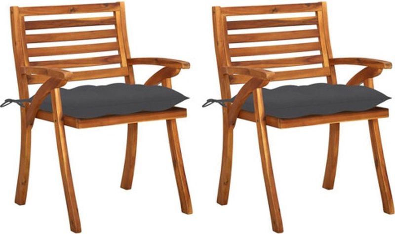 Garten-Essstühle mit Kissen 2 Stk. Massivholz Akazie Vidaxl