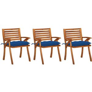 vidaXL Tuinstoelen 3 st met kussens massief acaciahout