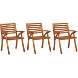 vidaXL Tuinstoelen 3 st met kussens massief acaciahout