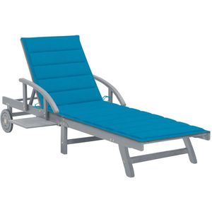 vidaXL - Ligbed - met - kussen - massief - acaciahout
