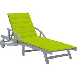 vidaXL Ligbed - Hout - Massief Acaciahout - Inclusief Kussen