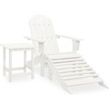 vidaXL Adirondack tuinstoel met voetsteun & tafel dennenhout wit - 315929