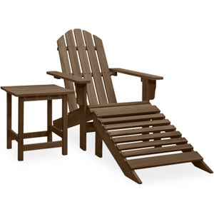 VidaXL Tuinstoel Adirondack + Voetenbank + Tafel - Massief Vurenhout - Bruin