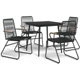 5-tlg. Garten-Essgruppe Schwarz pvc Rattan Vidaxl