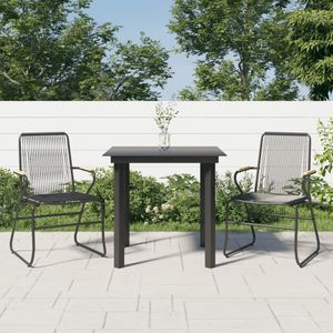 vidaXL - 3-delige - Tuinset - PVC-rattan - zwart