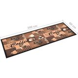 Vloerkleed - Bruine Koffieprint - 100% Polyamide - Antislip Latex Onderkant