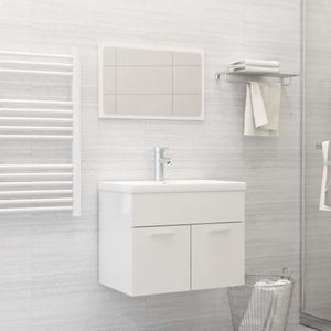 vidaXL 2-delige badkamermeubelset van hoogglans wit, op hout gebaseerd materiaal - 804788