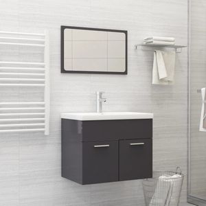 vidaXL 2-delige set badkamermeubels hoogglans grijs op hout gebaseerd materiaal - 804790