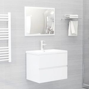 vidaXL 2-delige badkamermeubelset van hoogglans wit, op hout gebaseerd materiaal - 804878