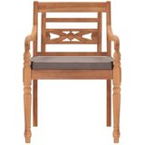 Batavia-Stühle 2 Stk. mit Dunkelgrauen Kissen Massivholz Teak vidaXL