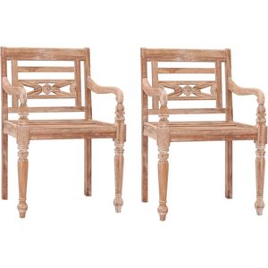 Batavia-Stühle 2 Stk. Massivholz Teak Getüncht Vidaxl