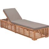 Sonnenliege mit Dunkelgrauem Kissen Teak Massivholz Vidaxl