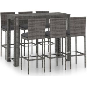 Vidaxl - 7-tlg. Garten-Bar-Set mit Anthrazit Kissen Poly Rattan