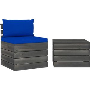 VidaXL Loungeset 2-delig met Kussens - Pallet Massief Grenenhout