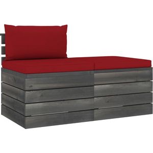 vidaXL 2-delige Loungeset met kussens pallet massief grenenhout