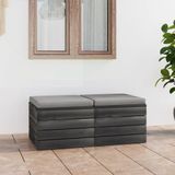 Garten-Paletten-Hocker 2 Stk. mit Kissen Kiefer Massivholz Vidaxl