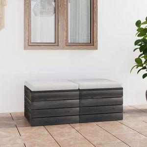 Garten-Paletten-Hocker 2 Stk. mit Kissen Kiefer Massivholz Vidaxl