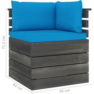 Tuinbank 4-Zits Met Kussens Pallet Massief Grenenhout /  lichtblauw / Tweezitsbank