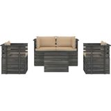 VidaXL Loungeset 5-delig met Kussens - Pallet Massief Grenenhout