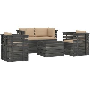 VidaXL Loungeset 5-delig met Kussens - Pallet Massief Grenenhout