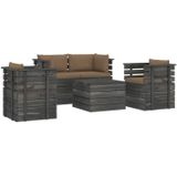 VidaXL Loungeset 5-delig met Kussens - Pallet Massief Grenenhout