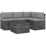 VidaXL Loungeset 5-delig met Kussens - Pallet Massief Grenenhout