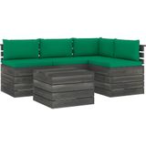 vidaXL 5-delige Loungeset met kussens pallet massief grenenhout