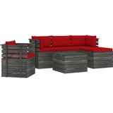 VidaXL Loungeset 6-delig met Kussens - Pallet Massief Grenenhout