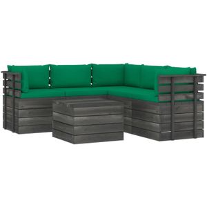 VidaXL Loungeset 6-delig met Kussens - Pallet Massief Grenenhout