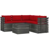 VidaXL Loungeset 6-delig met Kussens - Pallet Massief Grenenhout