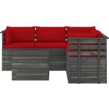 VidaXL Loungeset 6-delig met Kussens - Pallet Massief Grenenhout