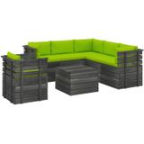 vidaXL 7-delige Loungeset met kussens pallet massief grenenhout