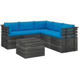 vidaXL 6-delige Loungeset met kussens pallet massief grenenhout