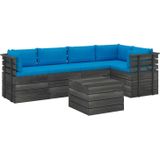 vidaXL 6-delige Loungeset met kussens pallet massief grenenhout