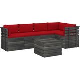 VidaXL Loungeset 6-delig met Kussens - Pallet Massief Grenenhout