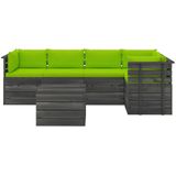 VidaXL Loungeset 6-delig met Kussens - Pallet Massief Grenenhout