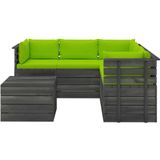 VidaXL Loungeset 6-delig met Kussens - Pallet Massief Grenenhout