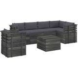 vidaXL 7-delige Loungeset met kussens pallet massief grenenhout